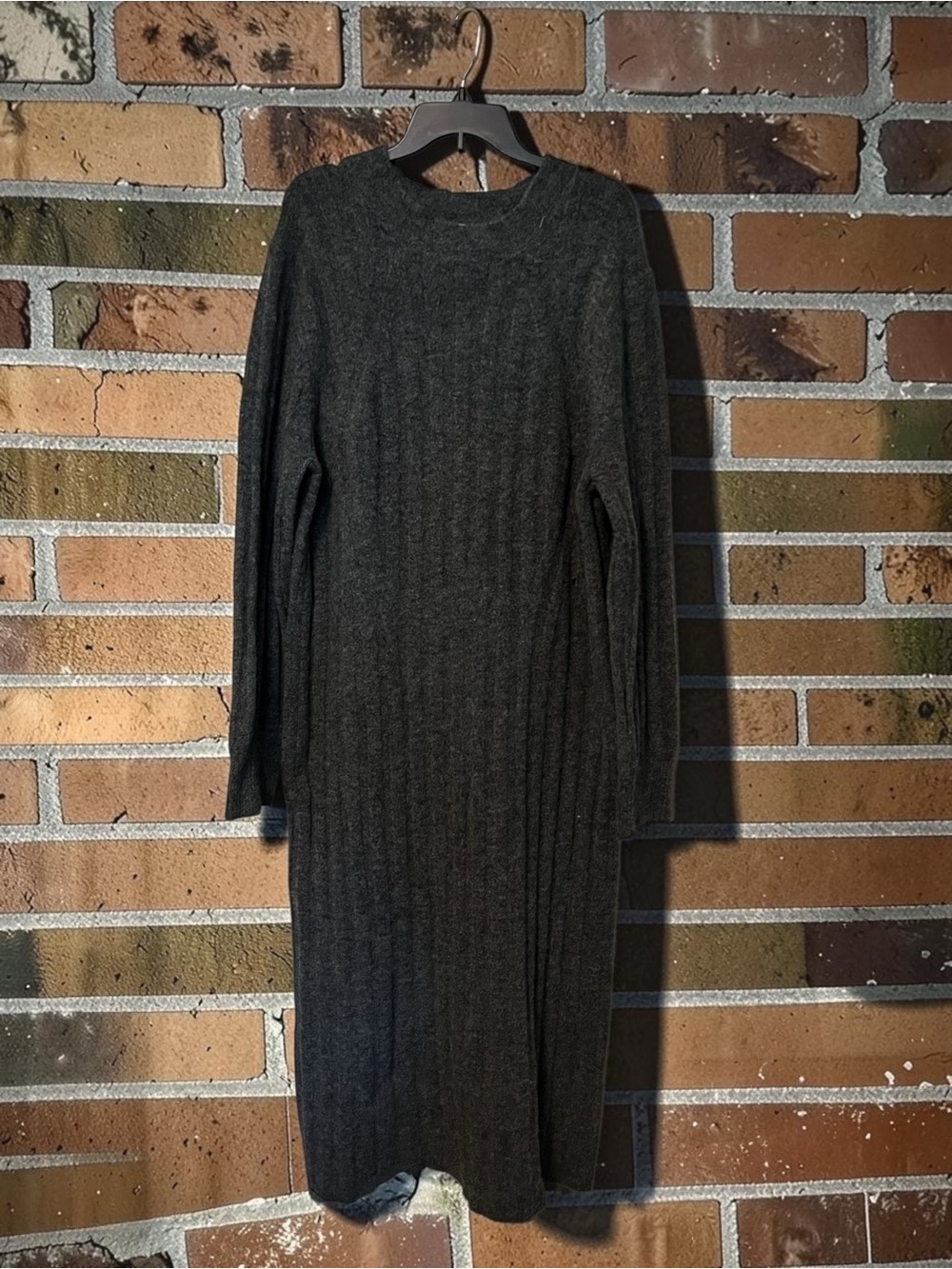 a new day Dark Gray Ribbed Long-Sleeve Knit Dress
